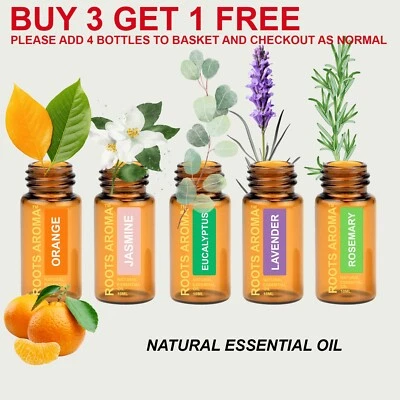 ROOTS AROMA BUY 3 GET 1 FREE 10ml Natural Essential Oil Candle Soap Diffuser Fragrance Oils