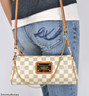 LOUIS VUITTON EVA DAMIER AZUR LEATHER CROSSBODY SHOULDER BAG HANDBAG PURSE