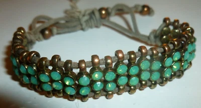 Pulsera Vintage Estrás Cuentas Ajustable Cordón Corbata Macramé Hippie Boho Mod Foto 1 de 4