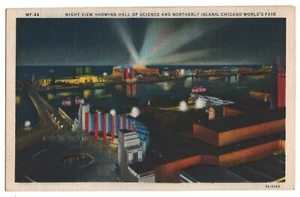 "Postal en muy buen estado de EE. UU. 1933 A Century of Progress ""Night View Showing Hall of Science" - Imagen 1 de 2