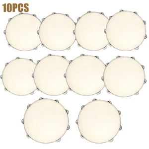 10 Packs 8 Inch Birch Handheld Tambourine Single Row Metal Jingles for Party KTV - Picture 1 of 10