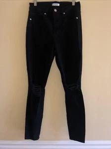 Good American Good Legs Black Sz 10/30 Ultimate Skinny Stretch Jeans Distressed - Picture 1 of 7