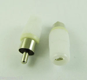 10pcs White Solder Type RCA Phono Male Plug Audio Video Cable Adapter Connector - Picture 1 of 2