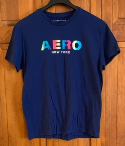 Men's Aeropostale Short Sleeve Blue Cotton T-Shirt Tag Size L - Picture 1 of 4