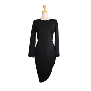 Lulus Adair Long Sleeve Asymmetrical Bodycon Dress Black Women's Size XL - Picture 1 of 11