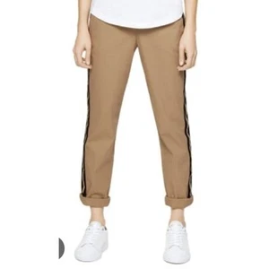 Pantalones Zadig & Voltaire Pomelo Rayas Laterales Mujer Tostado 100% Algodón Tiro Medio 4 - Imagen 1 de 11