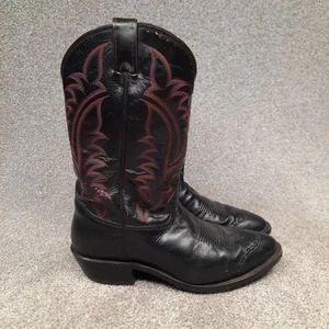 VINTAGE Tony Lama Westernstiefel Herren 10 2E schwarz rot Leder zum Überziehen Cowboy USA - Bild 1 von 13