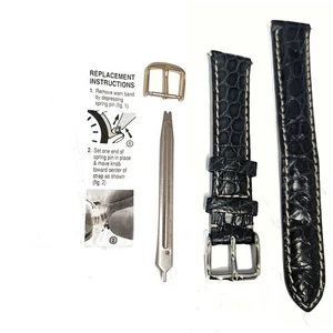 Genuino Hecho en los EE. UU. Cocodrilo 16 mm Azul Marino 2 Hebillas Correa con Pasadores de Cambio Rápido - Imagen 1 de 3