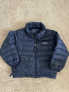 Patagonia Baby Down Sweater Puffer Coat Jacket Blue Sz 12-18 Months Full Zip 605 - Picture 1 of 4