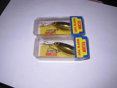 2 Storm Hot N Tot H104 Metalic Yellow Black B Rare Pre Rapala Crankbait Fishing - Image 1 of 4