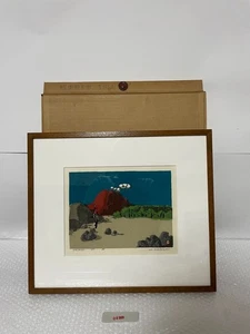 Azechi Umetaro "Asamayama" Holzschnitt signiert gerahmt A.P. Japan 1957 - Bild 1 von 8