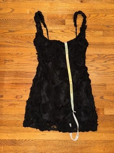 Lucy In The sky Textured Floral Bodycon Dress in Black (J3) - Picture 1 of 10