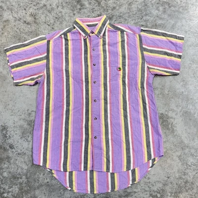 Duck Head Shirt Mens Large Purple Multi Stripe Button Down Short Sleeve Cotton - Image 1 of 4