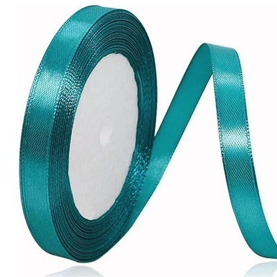 25 Yards 3/8 Inch Teal Turquoise Blue Satin Ribbon for Gift Wrapping Crafts - Image 1 of 4