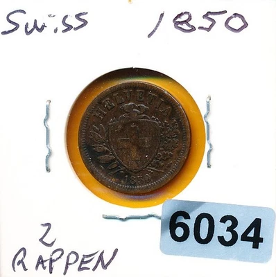SWITZERLAND - 1850 -2 RAPPEN - #6034 - Image 1 of 2