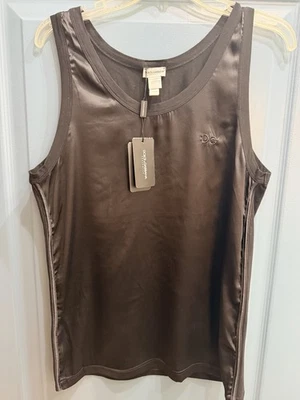 Regata masculina Dolce & Gabbana logotipo seda algodão nova com etiquetas tamanho pequeno nova com etiquetas - Imagem 1 de 4