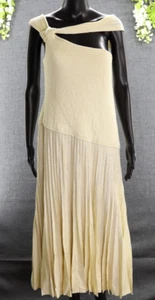 St. John Women's One Shoulder Sleeve Pleated Bateau Neckline Neutral Sz 18 NEW - Picture 1 of 10
