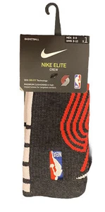 Nike Elite Portland Trail Blazers Crew Socks 1 Pair Men 6-8 W 6-10 Black Red NBA - Picture 1 of 9