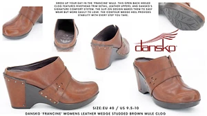 Dansko ‘Francine’ Womens Leather Studded Brown Mule Clog: Size US 9.5-10 EU 40 - Picture 1 of 11