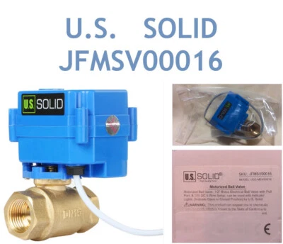 NIB! U.S. Solid USS-JFMSV00016 Motorized 1/2"  Brass Ball Valve - Blue - Image 1 of 4