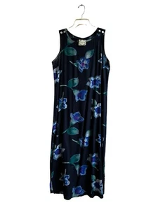 Vintage Dressing Clio Sleeveless Colorful Floral Maxi Dress Womens Large - Picture 1 of 9