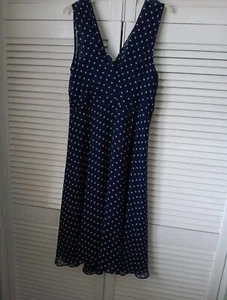 Nightingales Ladies Long Sleeveless Dress Size 12 Blue/White Spots - Picture 1 of 7
