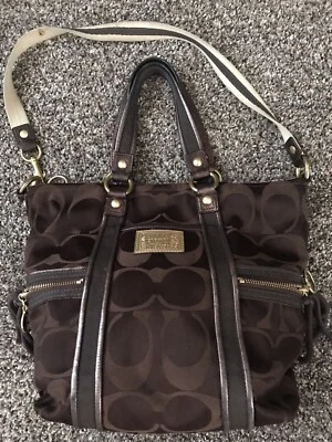 Bolso de Hombro COACH F20101 Daisy Signature Poppy C Bolsillo Marrón Oscuro Púrpura Foto 1 de 4