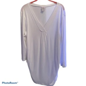 Top túnica para mujer Oh Baby By Motherhood blanco acanalado cuello en V maternidad XL nuevo - Imagen 1 de 5