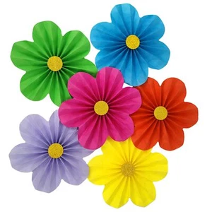 6PCS 12 Inch Rainbow Paper Flowers for Wedding Bridal Birthday Backdrop - Picture 1 of 6