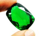 Certified 74+ Cts Cushion Cut Natural Translucent Green Emerald Loose Gemstone
