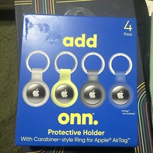 Apple Airtag Protective Holder With Carabiner Ring ONN Brand 4 Pack Multicolor - Picture 1 of 2
