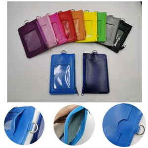 PU Leather Business ID Card Holder Credit Badge Holder Bus Card Cover CoinPurse- - Picture 1 of 20