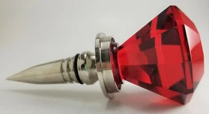 Wine Bottle Stopper Ruby Red Diamond Shape Heavy 4.5" ACROSS A20 - Bild 1 von 4