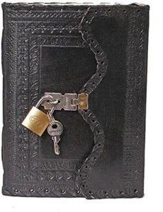 Leather Diary Journal with Lock Notepad Writing Book with Lock & Key Handmade P - Picture 1 of 12