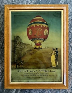 Plakat „ASCENT made By Mme. Blanchard“ Farblithographie auf Glas 52x60 cm - Bild 1 von 8