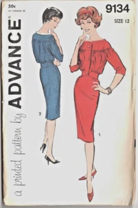 1950's Vintage ADVANCE Pattern 9134 MISSES ONE PIECE DRESS  Size 12 - Picture 1 of 2