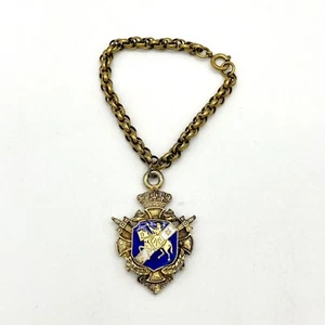 Vintage Gold Tone Coat of Arms Charm Bracelet Knight Horse Enamel - Picture 1 of 5