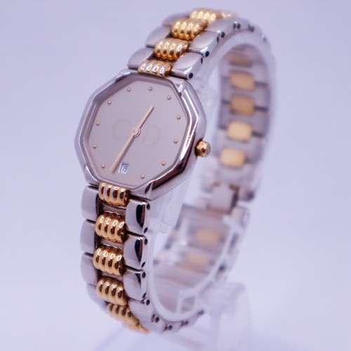 [Quasi Come Nuovo] Orologio Christian Dior 48.203 Ottagonale Donna Quarzo Quadrante Argento Oro