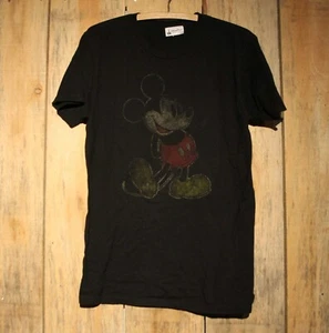 Disney Parks Classic Mickey Mouse Black T-Shirt Faded Image Adult Medium - Picture 1 of 6