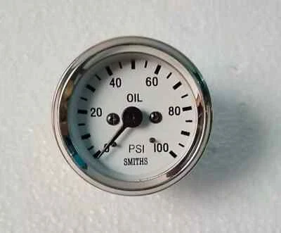 Smith White Oil Pressure Gauge 0-100 psi Chrome Bezel replica mechanical 52 mm - Image 1 of 3