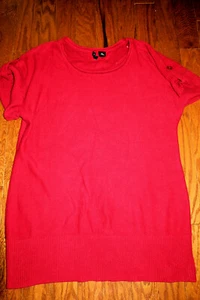 XL 2❤️ ND NUEVAS DIRECCIONES SUÉTER TÚNICA ❤️60% Algodón ROJO OFICINA Trabajo MANGAS CORTAS - Imagen 1 de 4