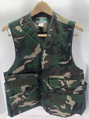 Game Winner Shooting Hunting Vest Men Size Large Green Camouflage Button Vintage - Image 1 of 4