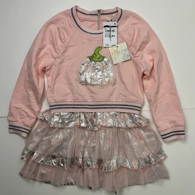 Truly Me Girls Peach Pumpkin Dress Silver Ruffle Layered Sparkle Tutu Size 6 NWT - Image 1 of 4