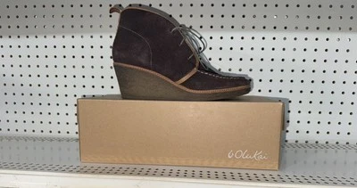 OluKai Wali Womens Suede Wedge Lace Up Ankle Boots Booties Size 9.5 Purple - Image 1 of 4