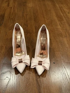 Skalet Bow Pointed Toe Pumps Heels by Ted Baker (Light Pink Satin) US 6.5 - Picture 1 of 6