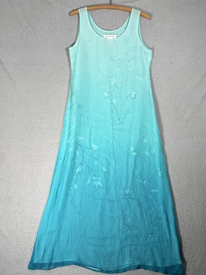 Vintage Jones New York Dress Size L Teal Blue Ombré Silk Ethereal Mermaid Fairy - Image 1 of 4