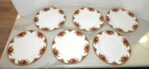 VINTAGE 1962 ROYAL ALBERT OLD COUNTRY ROSES 6 DINNER PLATES GOLD RIM ENGLAND - Picture 1 of 4