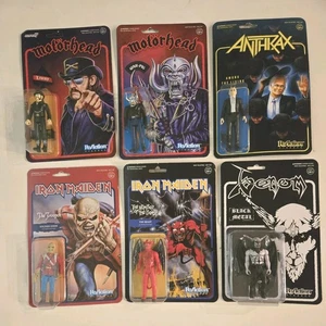 Lotto (6) ReAction Figures Super7 Metal Motorhead Lemmy Iron Maiden Anthrax Venom - Foto 1 di 14
