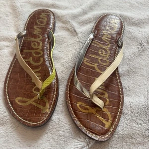 Sam Edelman Gracie Sandalen US 8 M nicht passende Riemen gelb creme silber - Bild 1 von 12