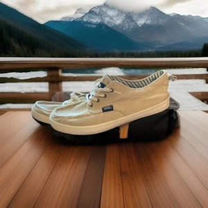 Vans Boat Shoe Mens 8 Linen Rare Top Sidder Style - Picture 1 of 10